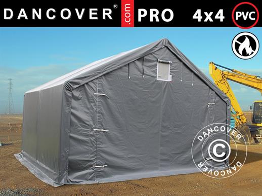 Tente de Stockage PRO 4x4x2x3,1m, PVC, Gris
