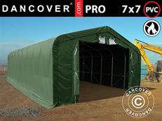 Barnum de stockage PRO 7x7x3,8m PVC avec lucarne, Vert