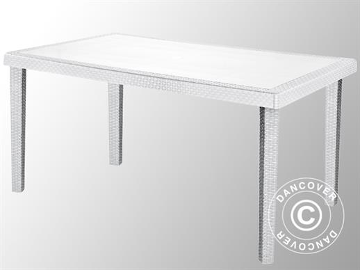 Tavolo da giardino Boheme 150x90x74,5cm, in simil-rattan, Bianco SOLO 1 PZ. DISPONIBILE