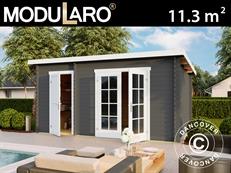 Redskabsskur i træ, Bjælkehus Riga 4,25x2,8x2,22m, 34mm, 11,3m², Mørkegrå