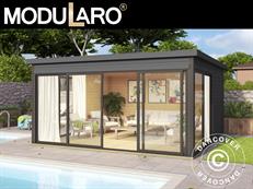 Bjælkehus Geneva, 4,18x4,18x2,39m, 44mm, Mørkegrå