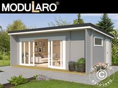 Bjælkehus Milano, 6,08x3,9x2,45m, 44mm, Lysegrå