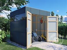 Træskur, Bertilo HPL 1, 2,3x2,28x2,3m, 5,24m², Antracit/Grå