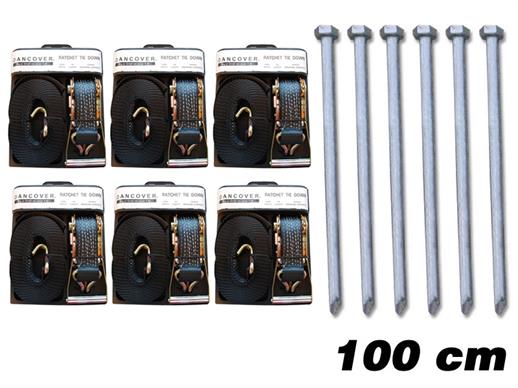 Pack de Segurança PRO 6 (estacas 100cm & cintas de amarração)
