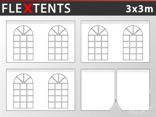 Seitenwand-Set für das Faltzelt FleXtents Vintage 3x3m, Weiß