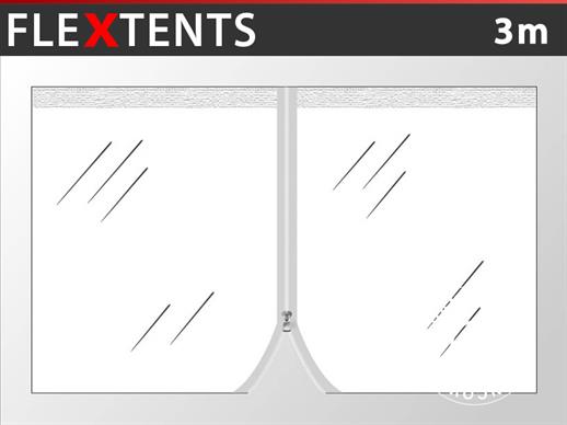 Sidevegg m/glidelås for FleXtents, 3m, Transparent