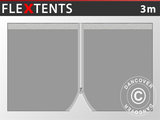 Seitenwand mit Reißverschluss für FleXtents, 3m, Grau