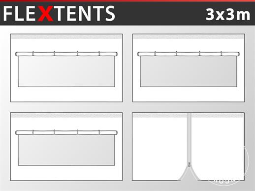 Sidevegg Sett for Quick-up telt FleXtents 3x3m, Hvit