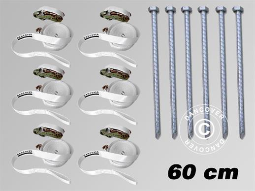Safety Pack 6 (storm pegs 60 cm & storm straps), White