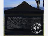 Zijwand met panoramaraam voor FleXtents 2x2m, 2m, Zwart