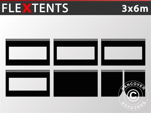 Seitenwand-Set für das Faltzelt FleXtents 3x6m, Schwarz