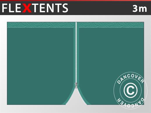 Seitenwand mit Reißverschluss für FleXtents, 3m, Grün