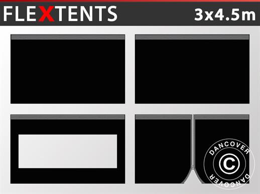 Sivuseinäpaketti Pikateltta FleXtents 3x4,5m, Musta
