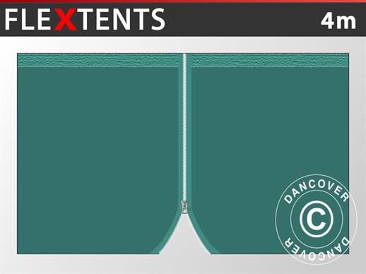 Seitenwand mit Reißverschluss für FleXtents, 4m, Grün
