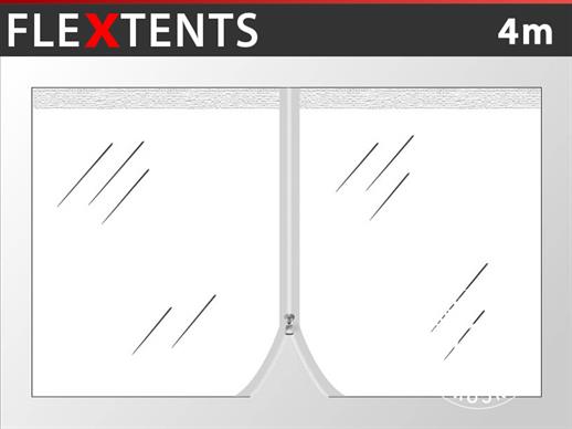 Seitenwand mit Reißverschluss für FleXtents, 4m, Transparent