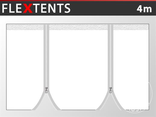 Seitenwand mit Reißverschlüssen für FleXtents, 4m, Weiß