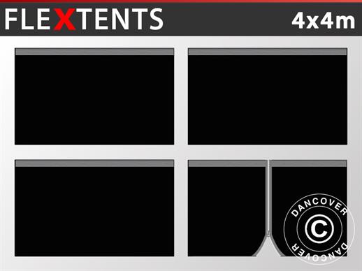 Seitenwand-Set für das Faltzelt FleXtents 4x4m, Schwarz
