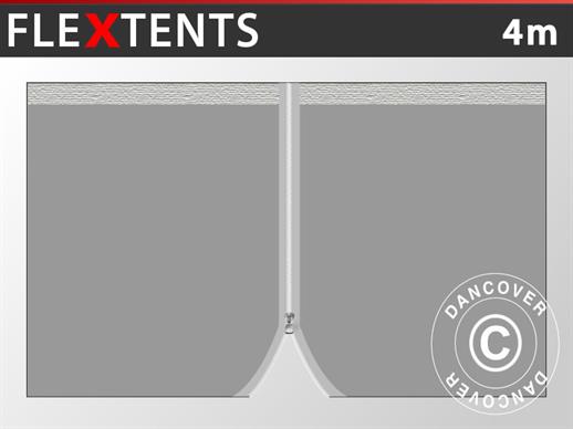 Seitenwand mit Reißverschluss für FleXtents, 4m, Grau