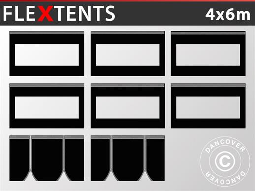 Sidovägg kit för Snabbtält FleXtents 4x6m, Svart