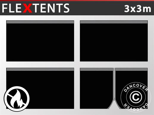 Sidewall kit for Pop up gazebo FleXtents 3x3 m Black, Flame retardant