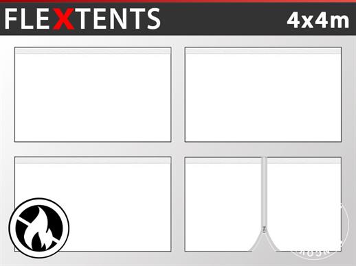 Seitenwand-Set für das Faltzelt FleXtents 4x4m, Weiß, Flammenhemmend