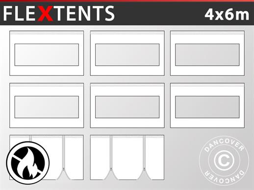 Seitenwand-Set für das Faltzelt FleXtents 4x6m, Weiß, Flammenhemmend