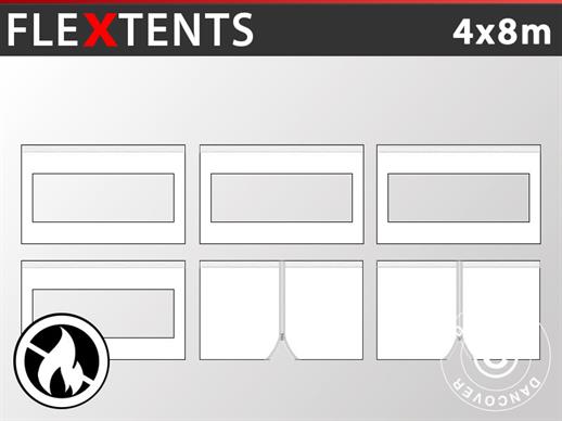Seitenwand-Set für das Faltzelt FleXtents 4x8m, Weiß, Flammenhemmend