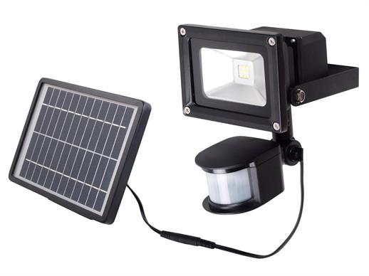 Holofote, LED, c/ painel de célula solar, sensor e bateria