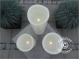 LED Wax Candle, Ø10 cm, 3 pcs set, White ONLY 5 SETS LEFT