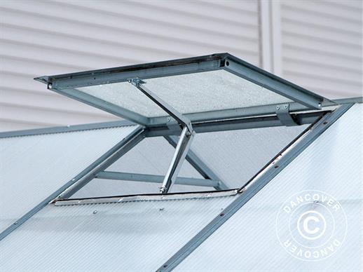 Ventilation window w/ automatic opener for greenhouse TITAN Classic 240, 42.5x60.5 cm, Silver