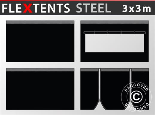 Sidevægge til foldetelt FleXtents Steel og Basic v.3 3x3m, Sort