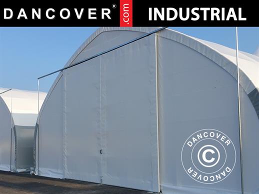 Portone scorrevole 3x3m per capannone tenda/tunnel agricolo 8m, PVC, Bianco