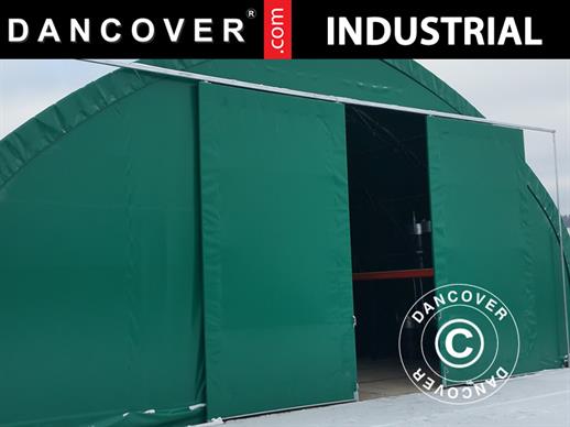Portone scorrevole 3x3m per capannone tenda/tunnel agricolo 9m, PVC, Verde