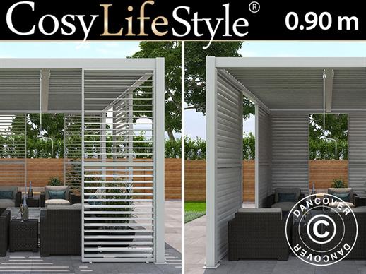 Louvre wall f/bioclimatic pergola gazebo San Pablo, 0.90x2.175 m, White