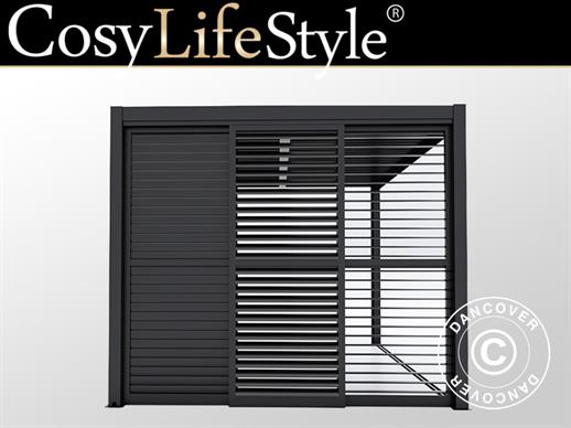 Set kliznih vrata s lamelama za pergola sjenicu San Pablo 3m, 0,92x2,18m, Crna