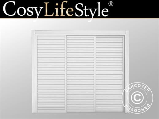 Louvre sliding door set f/pergola gazebo San Pablo 3 m, 0.92x2.18 m, White