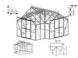 Estrutura em crista c/ponteiras para orangerie 4,45x4,45x2,52m, Preto