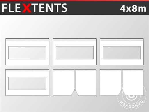 Sidovägg kit för Snabbtält FleXtents 4x8m, Vit