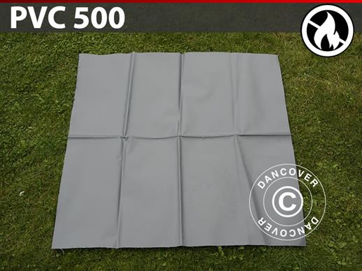 Pièce de rechange PVC pour vos tentes avec retardateur de flammes, 500g/m², 1x1m, gris