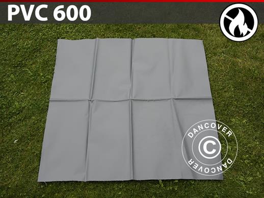 Pièce de rechange PVC pour vos tentes avec retardateur de flammes, 600g/m², 1x1m, gris
