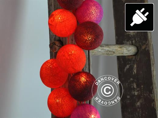 Happy Lights lichtketting, 35 ballen, Rood/Violet