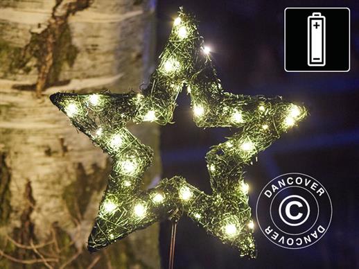 LED Stjerne, Stor, Garden, Sirius, 32cm, Grøn/Varm Hvid