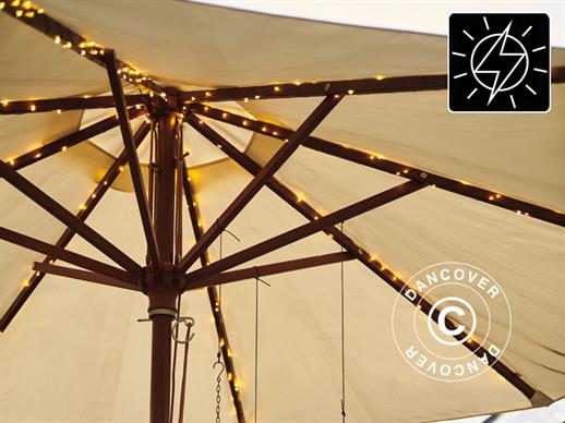 Guirlande lumineuse LED solaire pour parasol, Knirke, 8x1,5m, Blanc chaud