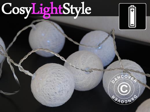 Guirnalda de luces LED con bolas de algodón, Aries, 30 LEDs, Blanco, SOLO QUEDA 1 PIEZA