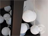 Catena di Luci con Sfere di Cotone, Aries, 30 lampadine a LED, Bianco, SOLO 1 PZ. DISPONIBILE