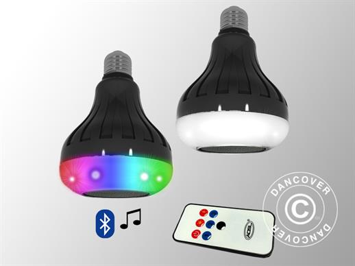 Discolampa, 8 LED-lampor med högtalare, E27, 9x9x13,4cm, Flerfärgad