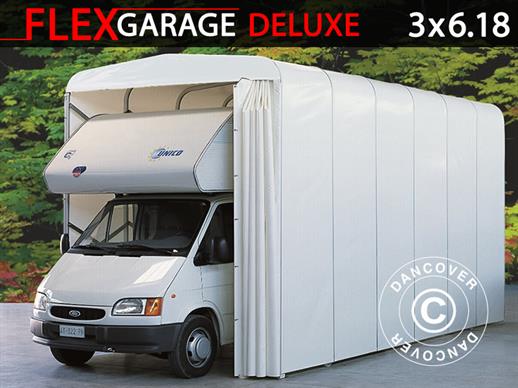 Garage tunnel pliable (Caravane), 3x6,18x3,6m, Blanc