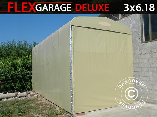 Foldetunnelgarage (Campingvogn), 3x6,18x3,6m, Beige