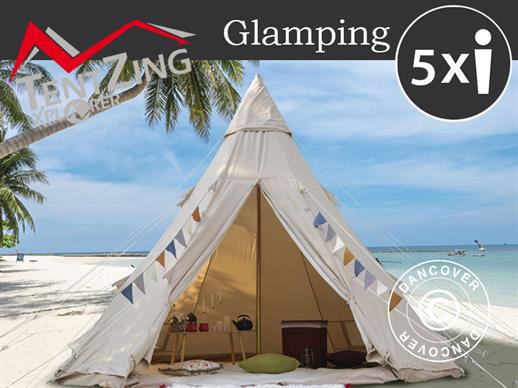 Glampingtält för glamping, TentZing®, 5x5m, 5 Pers, Sand
