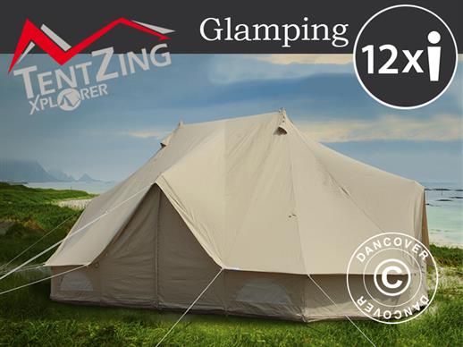 Tienda de campaña Bell para glamping, TentZing®, 4x6m, 12 Personas, Arena